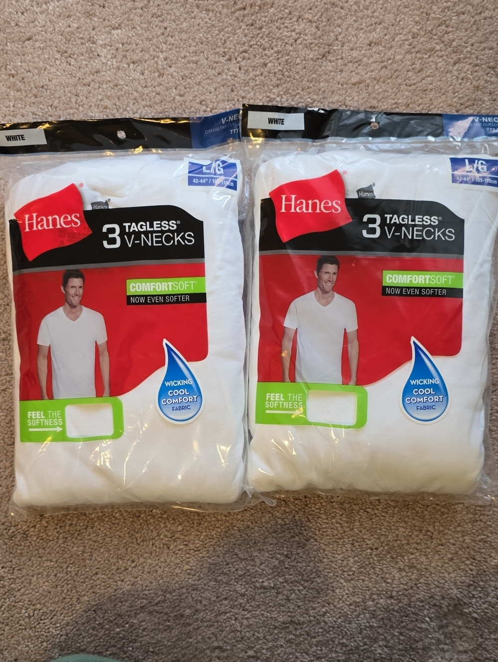 NWT 2x 3 Packs Of Hanes XL T-shirts V-necks